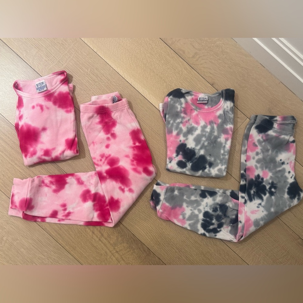 B Steps by Babysteps Girls Thermal PJs Pajamas Tie Dye 2 Pairs - Size 6 years